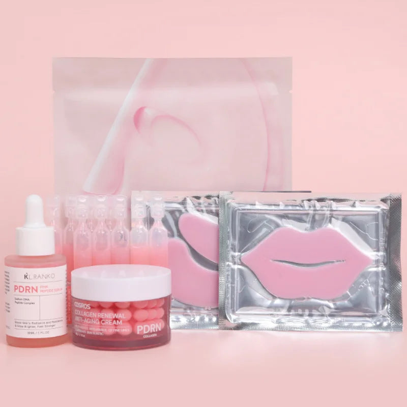 PDRN Gesichtspflegeset – Feuchtigkeitsspendender Toner, Serum, Creme, Maske, Augen- & Lippenpads | Komplettes PDRN Pflegeset zur täglichen Regeneration