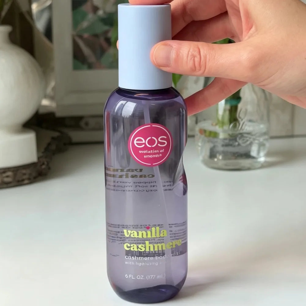 Bruma perfumada corporal y capilar eos Vanilla Cashmere – Spray hidratante diario con ácido hialurónico (177 ml)