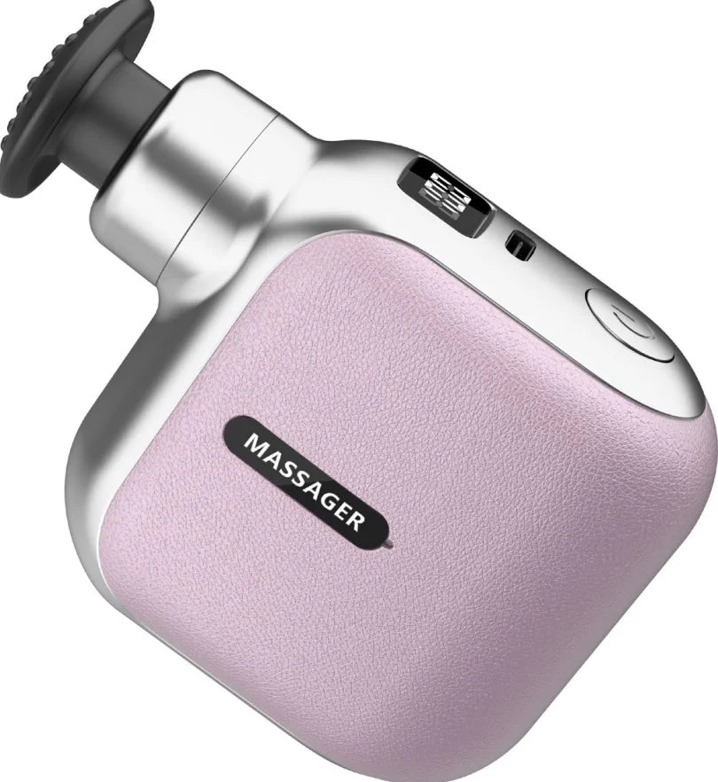 Mini Pocket Fascia Gun – 4 Silicone Heads, Lightweight & Low-Noise | Portable Fascial Release Massager for Office & Home