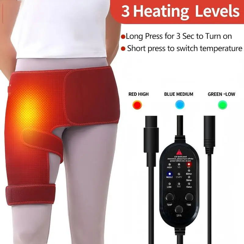 Elektrische Wärmewickel für die Hüfte – Heizkissen & Vibrationsmassagegerät für Hüfte, Oberschenkel & Bauch | Tragbarer Wellness-Protektor für Entspannung zu Hause