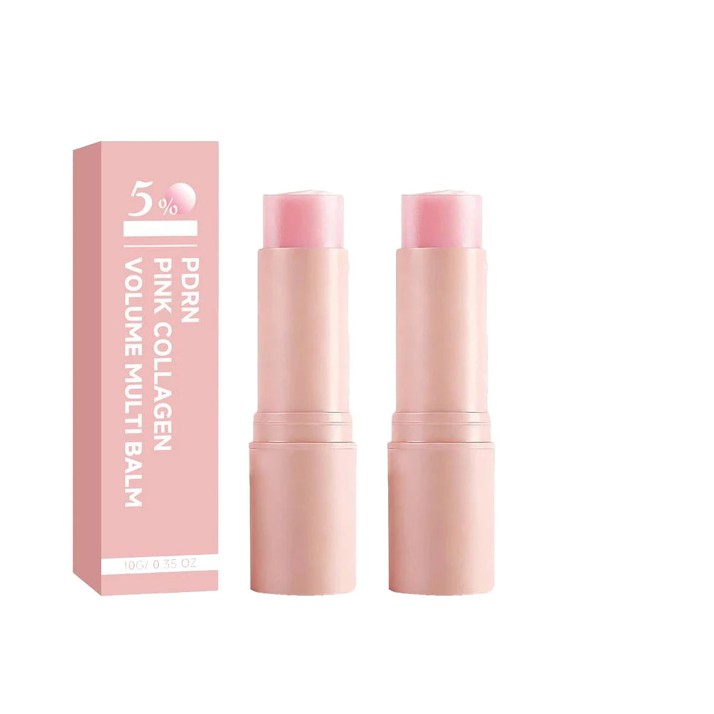 Stick multi-baume volume au collagène rose et PDRN – Soin hydratant anti-rides au NAD+ pour le visage, le contour des yeux et les lèvres, raffermissant pour les ridules