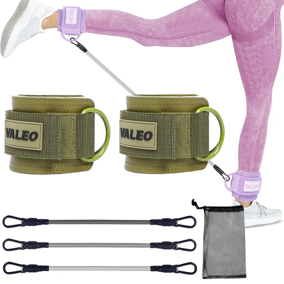 Juego de bandas de resistencia LOOGDEEL con correas para tobillos – Tobilleras con peso y soporte de entrenamiento para piernas, acolchados y ajustables, para máquinas de cable, yoga y deporte