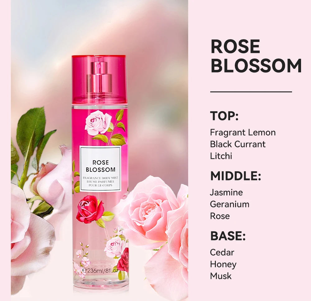 Brume parfumée florale pour le corps et les cheveux – Parfum frais longue durée pour un usage quotidien (236 ml)