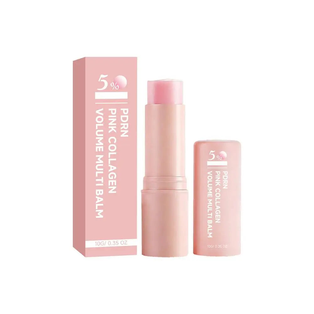 Stick multi-baume volume au collagène rose et PDRN – Soin hydratant anti-rides au NAD+ pour le visage, le contour des yeux et les lèvres, raffermissant pour les ridules