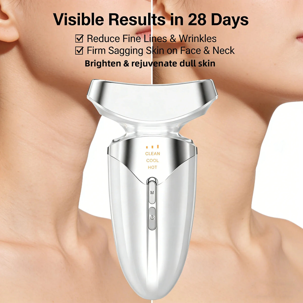 3-in-1 LED-Gesichts- und Halsmassagegerät für Wärme- und Kälteanwendungen – Face-Sculpting-Tool für Anti-Aging, Lifting und zur Straffung schlaffer Haut