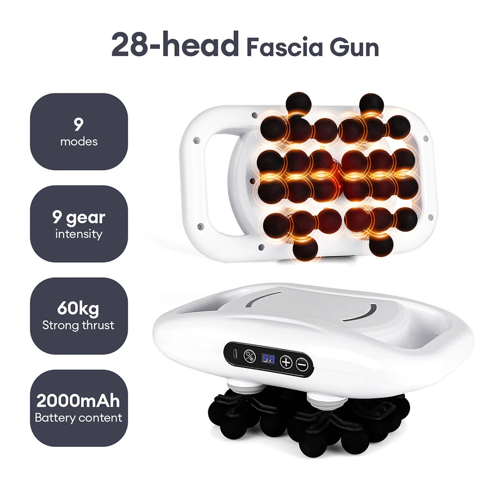 Pistolet de massage à 30 têtes – Pistolet de massage à vibrations haute fréquence pour la récupération musculaire du dos, de la taille, des cuisses, du cou et des épaules