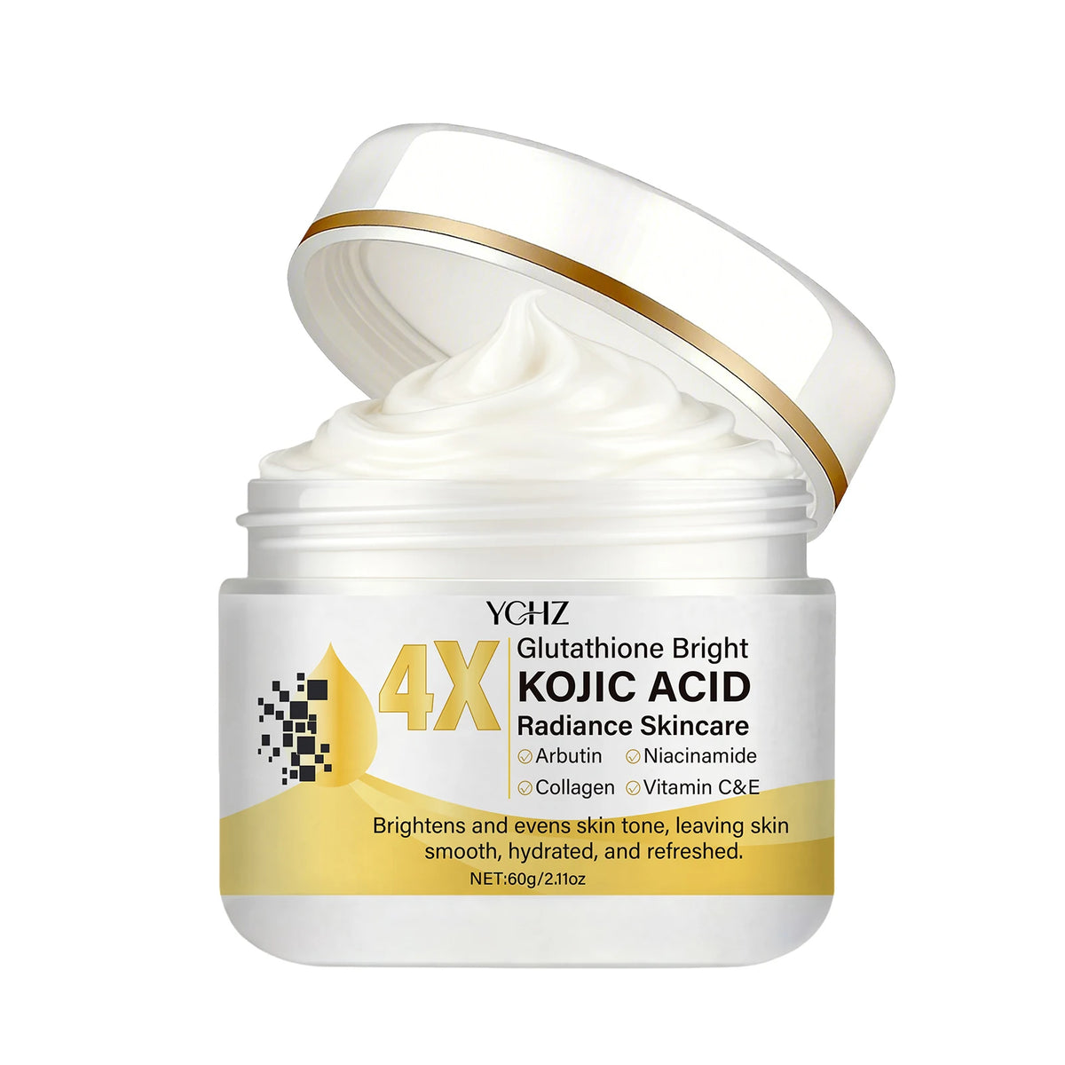 Crema facial de ácido kójico: Iluminadora, correctora de manchas oscuras e hidratante | Día y noche | 60 g