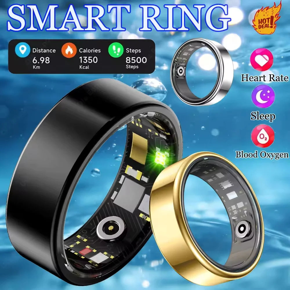 Anillo inteligente 2026 con llamadas Bluetooth – Monitor de frecuencia cardíaca y presión arterial, resistente al agua 5 ATM | Anillo de salud compatible con Xiaomi para hombres y mujeres | Regalo