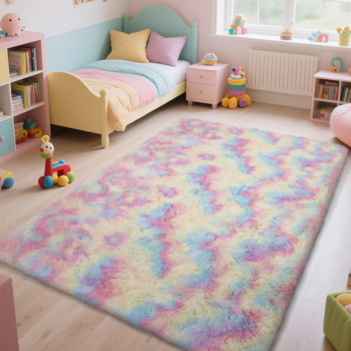Alfombra mullida extrasuave: tapete esponjoso para dormitorio, sala de estar y cuarto de niños