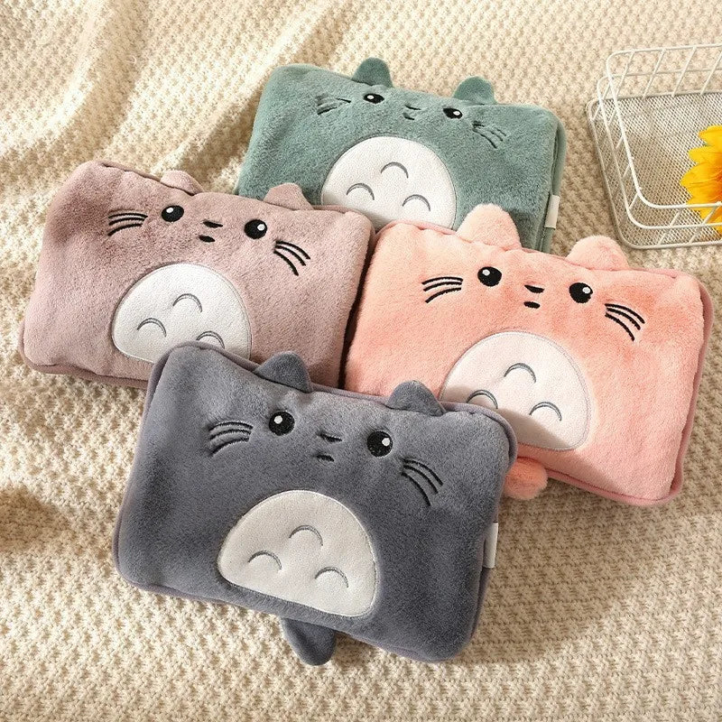 Bolsa de agua caliente de peluche con dibujos animados eléctricos – Calentador de manos y bolsillo recargable reutilizable | Regalo de invierno cálido para niñas | Bolsa térmica de carga segura