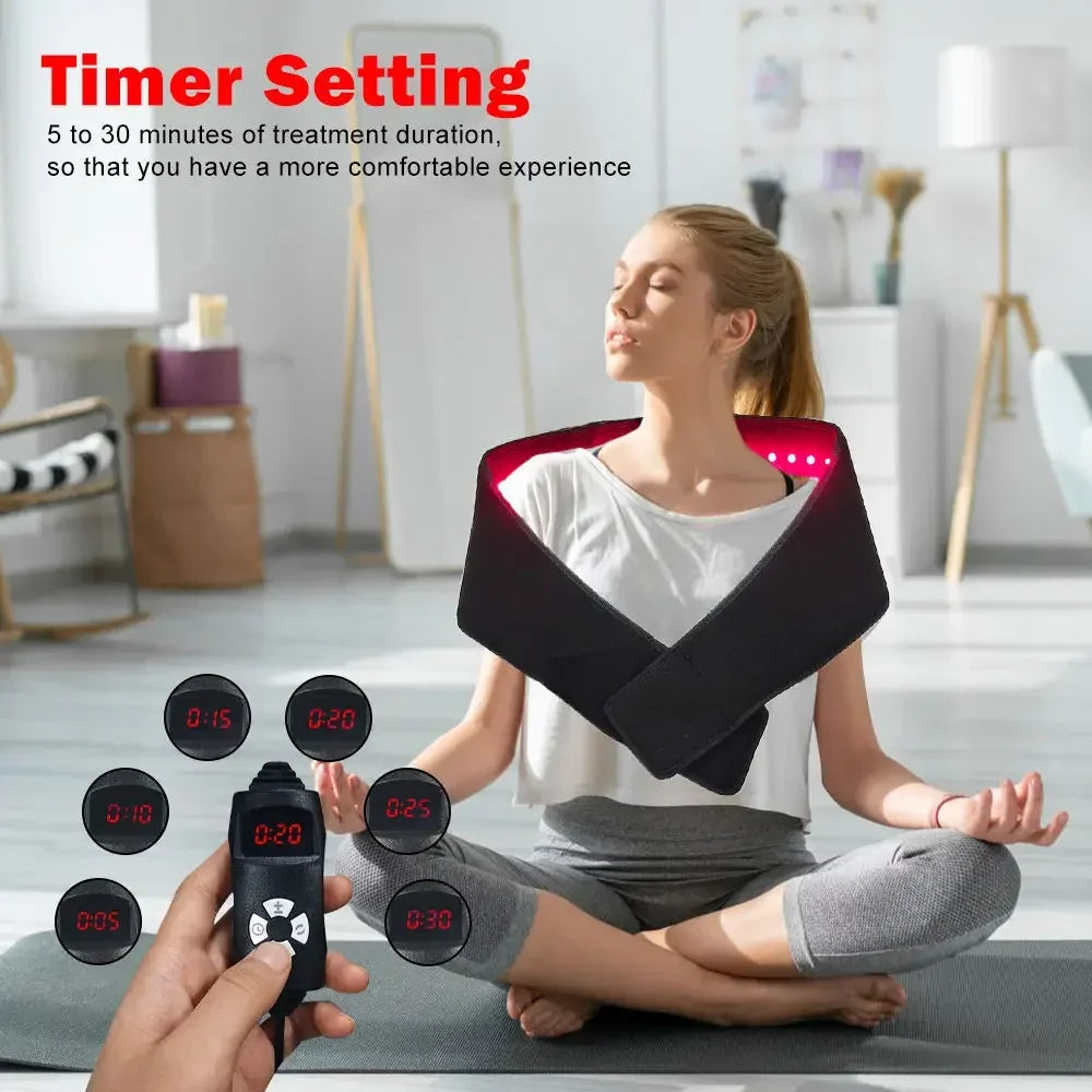 Rotlicht-Therapie-Pad – 660 nm & 850 nm Infrarot-Rotlicht-Therapie-Gürtel mit Vibration & Puls zur Linderung von Schulter-, Taillen- und Muskelschmerzen