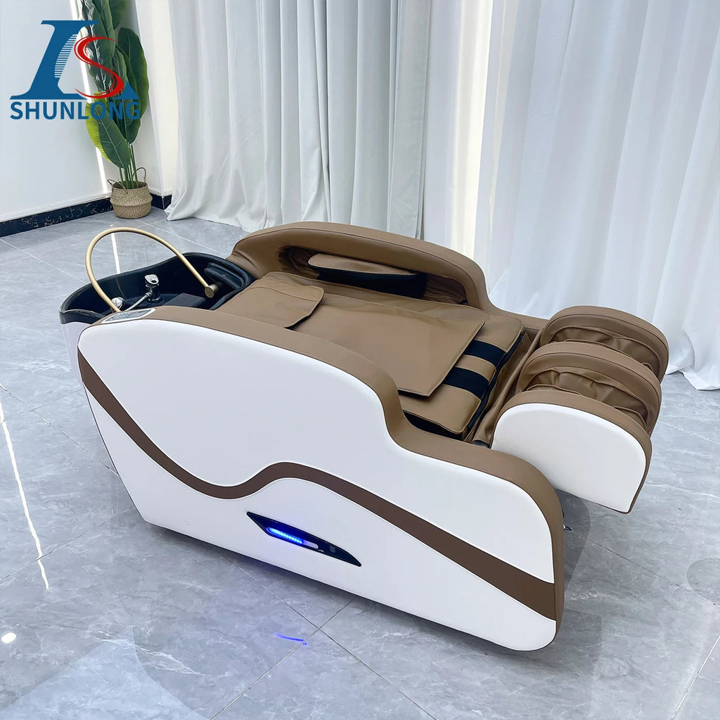 Lit de shampoing thaïlandais inclinable moderne – Lit de lavage capillaire pour massage complet du corps et soin du cuir chevelu | Salon professionnel et spa de beauté