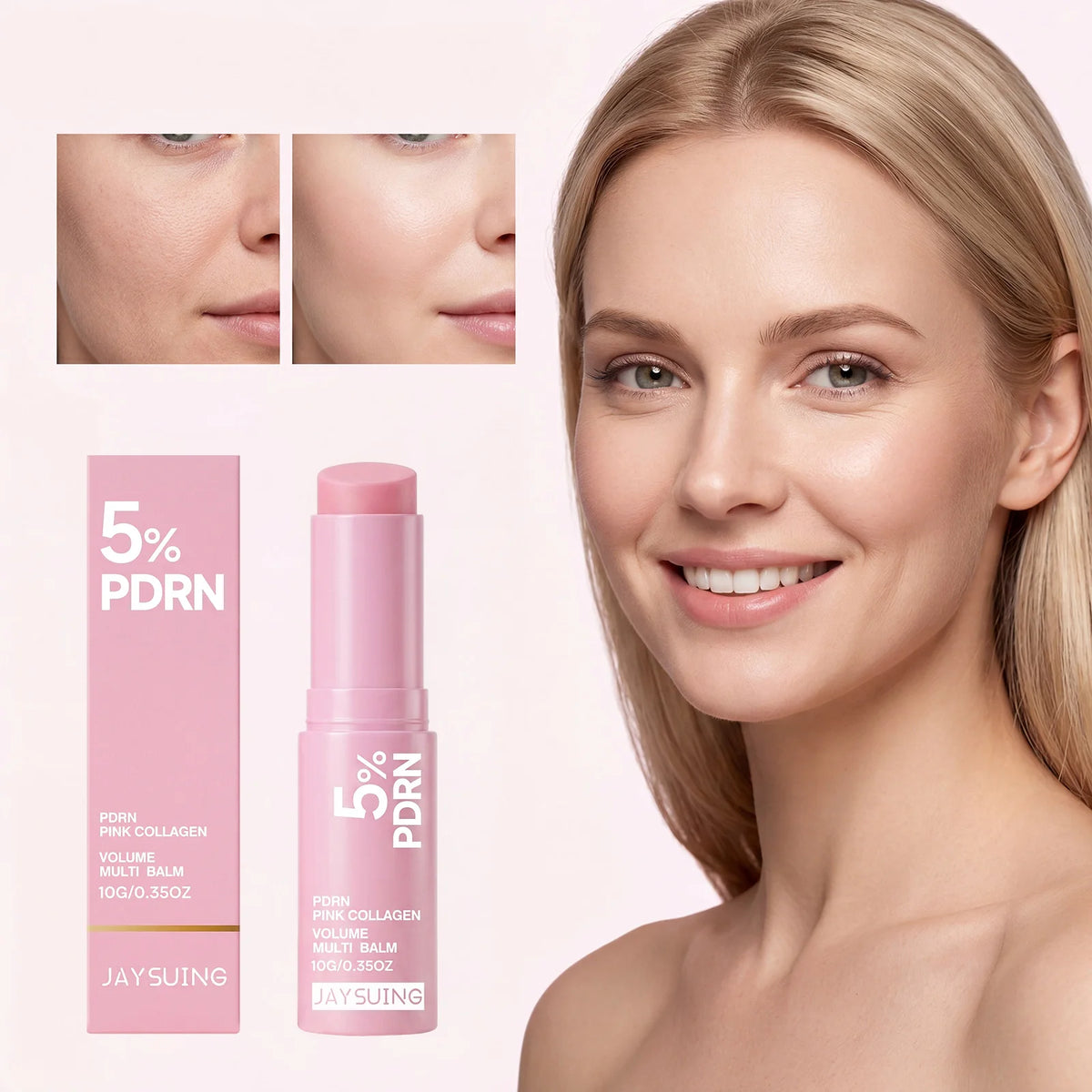 PDRN Pink Collagen Multi Balm Stick – Bálsamo coreano hidratante, reafirmante y luminoso para rostro, cuello, ojos y labios