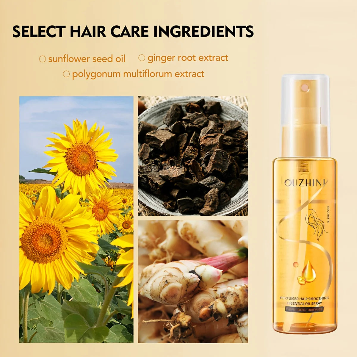 Spray de aceite esencial para el cuidado del cabello con fragancia: acondicionador suavizante anti-frizz, perfume para el cabello hidratante, nutritivo y de larga duración (100 ml)