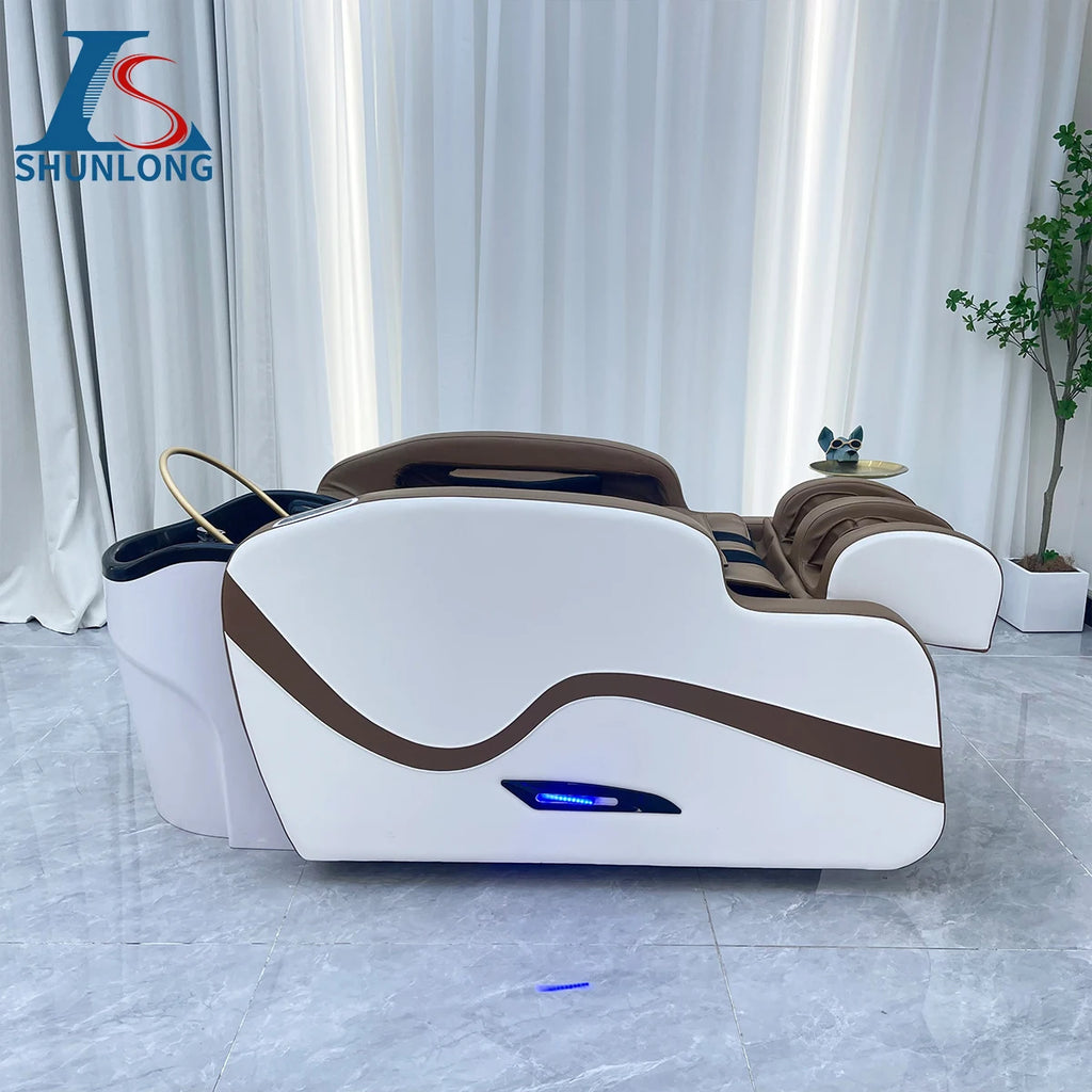 Lit de shampoing thaïlandais inclinable moderne – Lit de lavage capillaire pour massage complet du corps et soin du cuir chevelu | Salon professionnel et spa de beauté