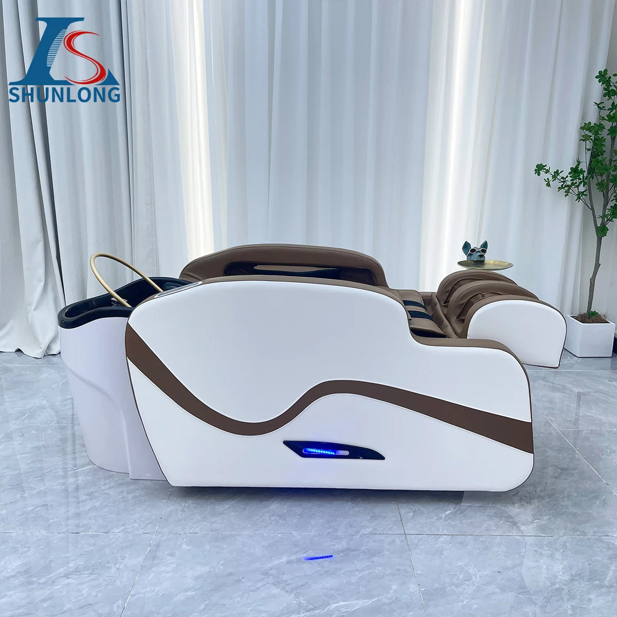 Lit de shampoing thaïlandais inclinable moderne – Lit de lavage capillaire pour massage complet du corps et soin du cuir chevelu | Salon professionnel et spa de beauté