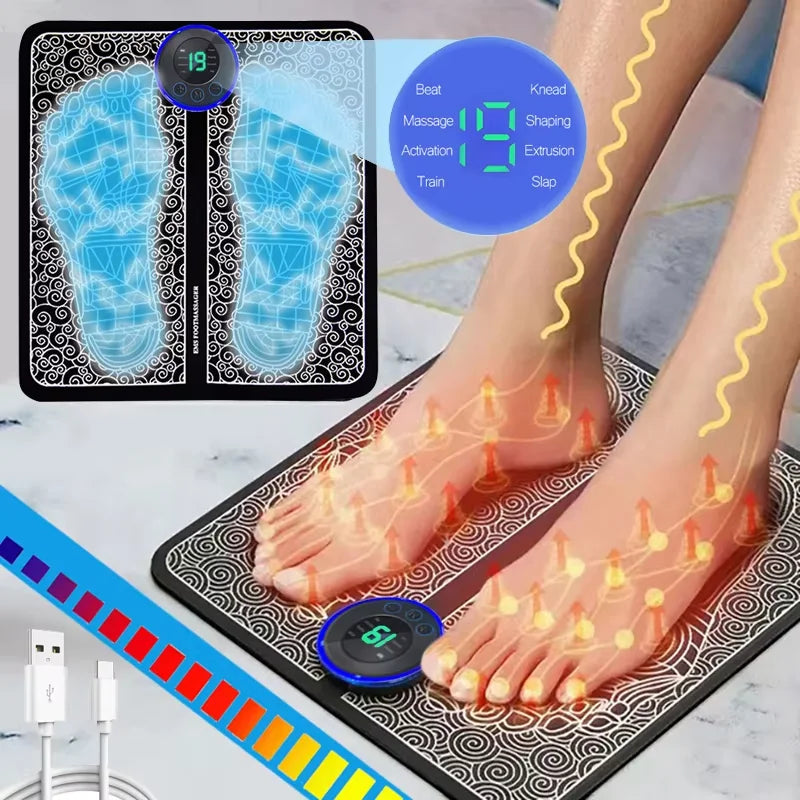 Tapis de massage électrique pour les pieds – Appareil de massage musculaire et de relaxation pour le fitness, les sports de plein air, la maison et la famille