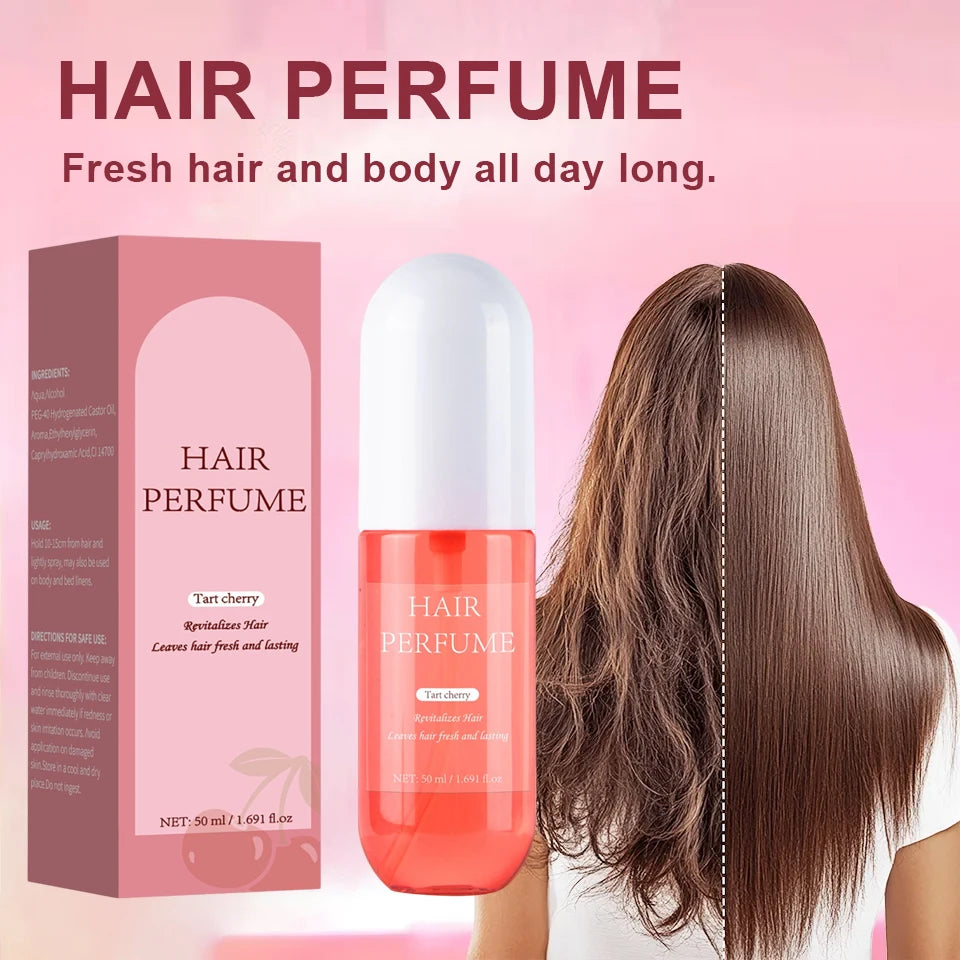 Parfum pour cheveux à la cerise acidulée – Eau de parfum pour femme, brume parfumée longue durée pour cheveux, corps et oreillers (50 ml)