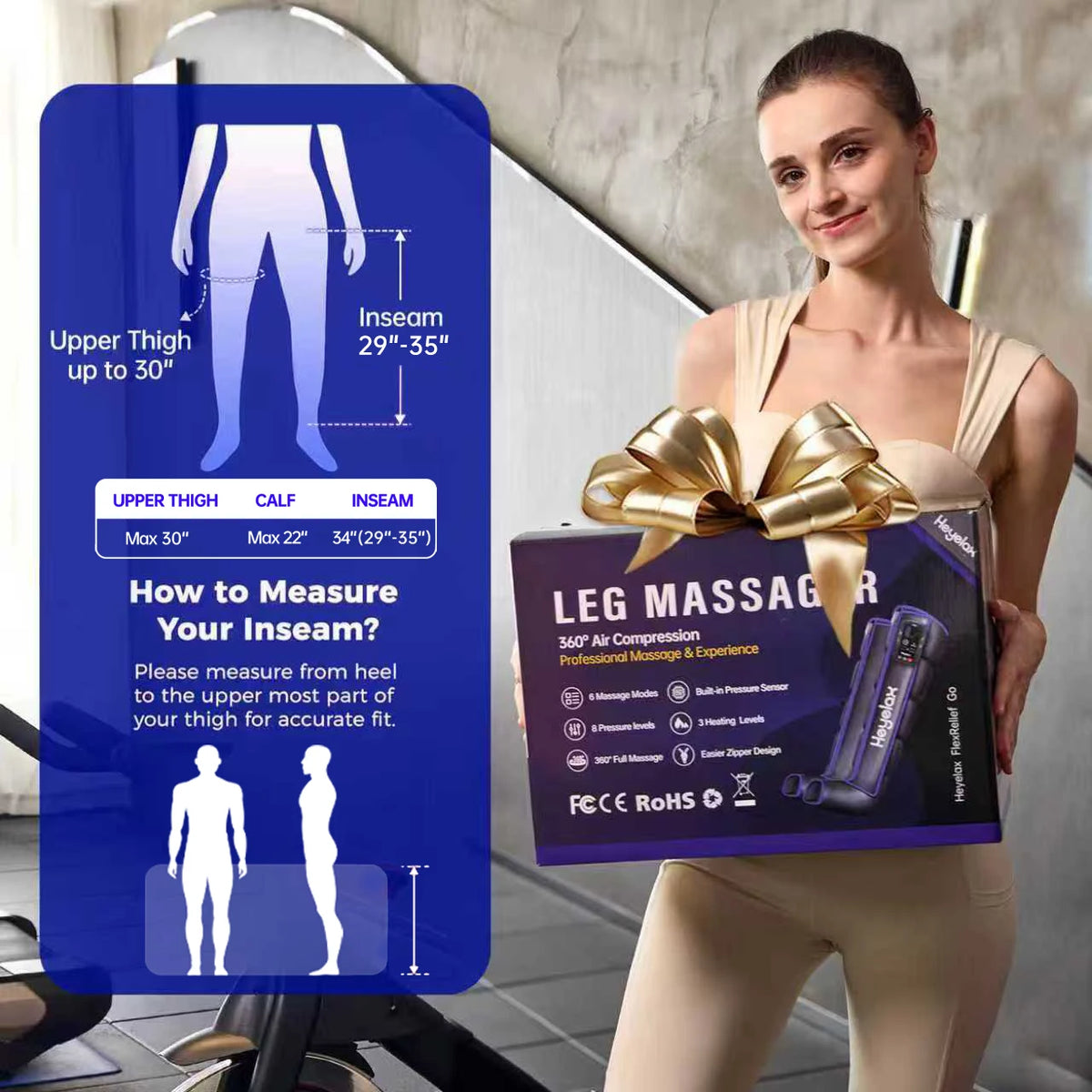 Kabelloses Bein-Kompressionsmassagegerät – Luftkompressionsstiefel für schnelle Regeneration, Durchblutung & Schmerzlinderung | Sportler, Läufer & Fitness (Paar)