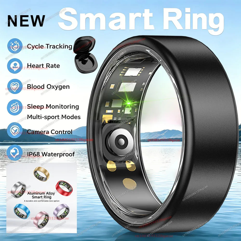 Anillo inteligente R10 con estuche de carga: monitoreo de frecuencia cardíaca, sueño y salud, resistente al agua IP68 y modo multideporte para hombres y mujeres