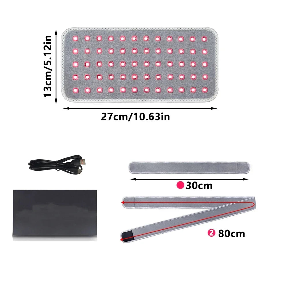 Whole Body Red & Infrared LED Light Belt – 660nm & 850nm Slimming Wrap for Waist, Neck, Chin, Wrist & Hand | Fat Reduction Body Pad