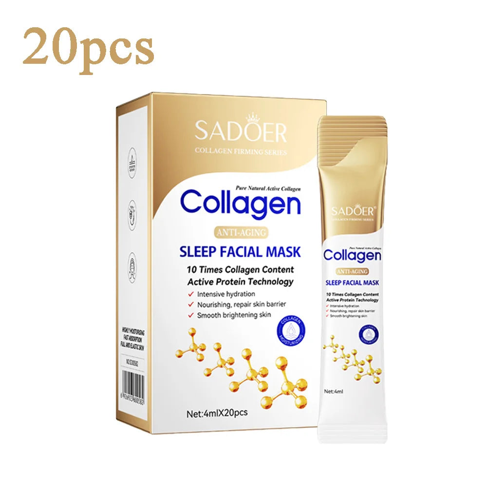 SADOER 80-Piece Collagen Sleeping Facial Mask – Overnight Moisturizing, Firming & Brightening Skin Care Treatment