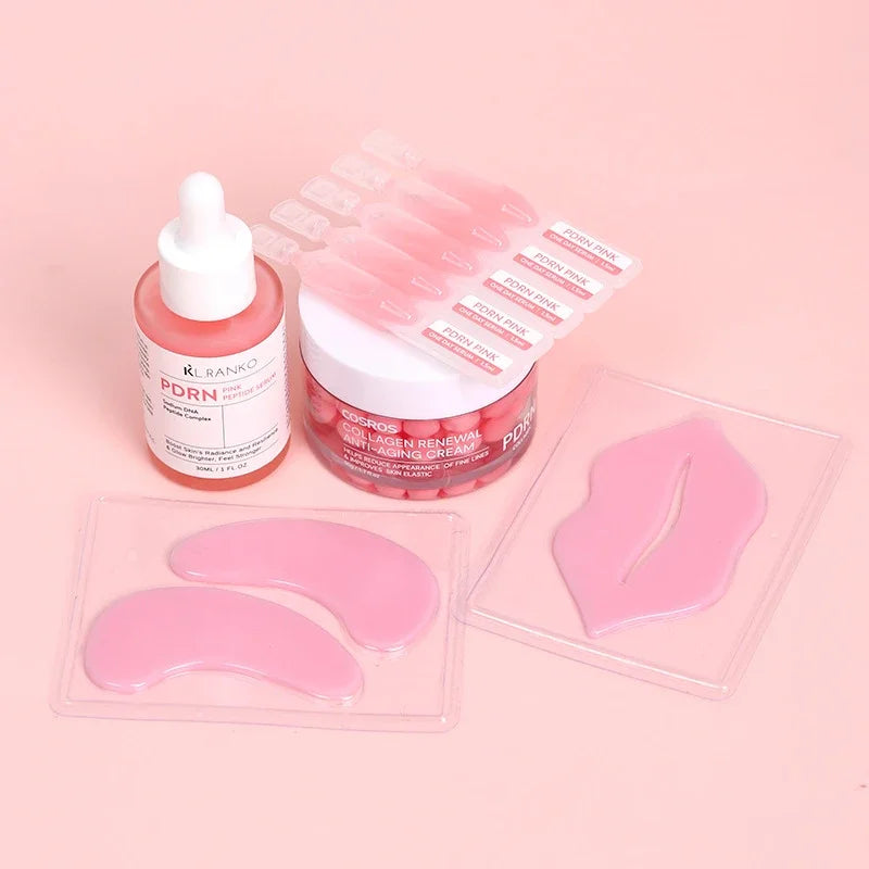 PDRN Gesichtspflegeset – Feuchtigkeitsspendender Toner, Serum, Creme, Maske, Augen- & Lippenpads | Komplettes PDRN Pflegeset zur täglichen Regeneration