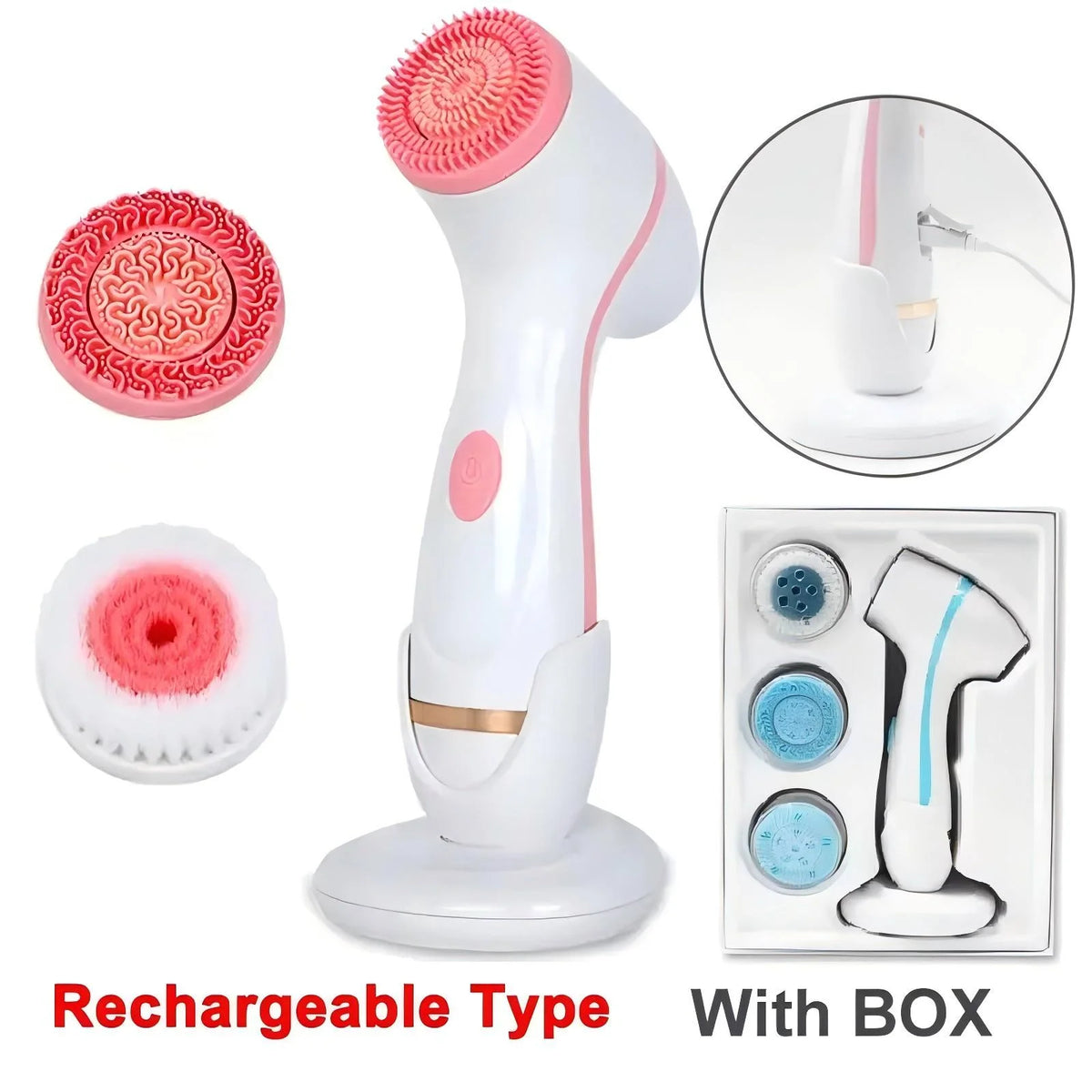 Ultrasonic 3-in-1 Electric Facial Cleansing Brush – Sonic Rotating Face Massager for Deep Cleansing & Glowing Skin Care