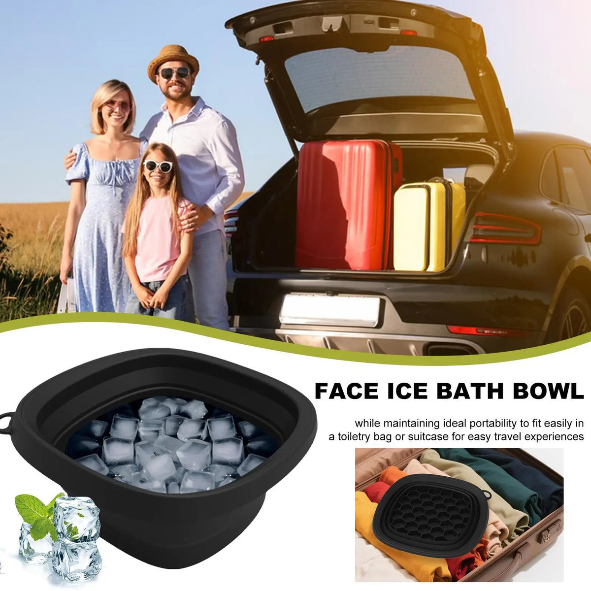 Cuenco de hielo facial de silicona plegable: herramienta de crioterapia para la piel para reducir la hinchazón facial, cerrar los poros y cuidado de la piel durante los viajes