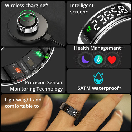 Anillo inteligente COLMI R12 2025 – Pantalla y táctil, carga inalámbrica, gestor de salud, resistente al agua 5 ATM | Anillo inteligente para hombres y mujeres