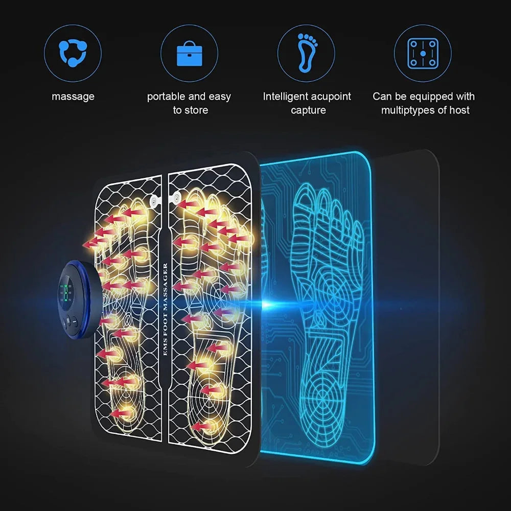 Tapis de massage électrique pour les pieds – Appareil de massage musculaire et de relaxation pour le fitness, les sports de plein air, la maison et la famille