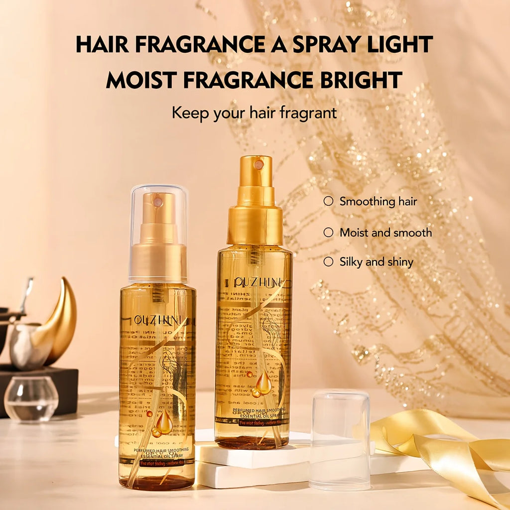 Spray de aceite esencial para el cuidado del cabello con fragancia: acondicionador suavizante anti-frizz, perfume para el cabello hidratante, nutritivo y de larga duración (100 ml)