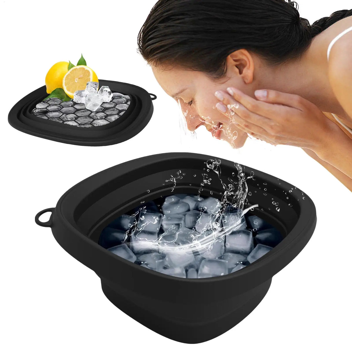 Cuenco de hielo facial de silicona plegable: herramienta de crioterapia para la piel para reducir la hinchazón facial, cerrar los poros y cuidado de la piel durante los viajes