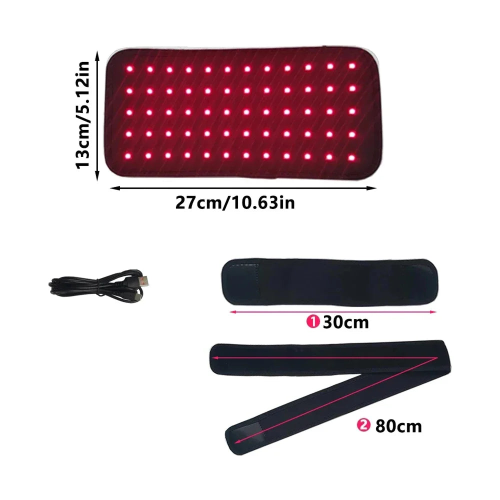 Whole Body Red & Infrared LED Light Belt – 660nm & 850nm Slimming Wrap for Waist, Neck, Chin, Wrist & Hand | Fat Reduction Body Pad