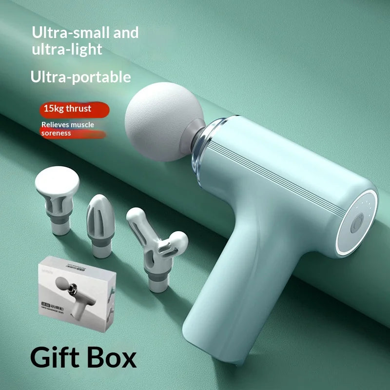 Pistola de masaje vibratoria inalámbrica recargable mini: pistola de fascia eléctrica portátil para relajación muscular profesional y recuperación física