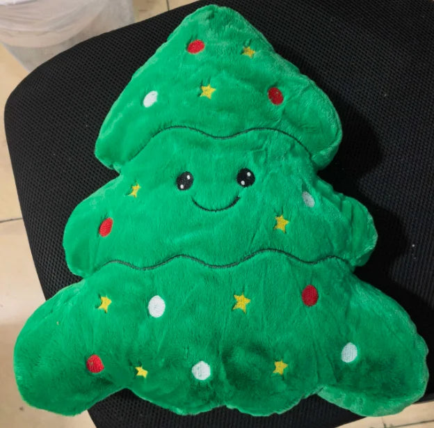 Christmas Plush Throw Pillow Set – 4 Styles: Snowman, Gingerbread Man, House & Tree | 35-38cm Holiday Décor Cushions with Polyester Fill