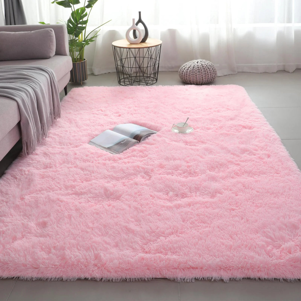 Alfombra mullida extrasuave: tapete esponjoso para dormitorio, sala de estar y cuarto de niños