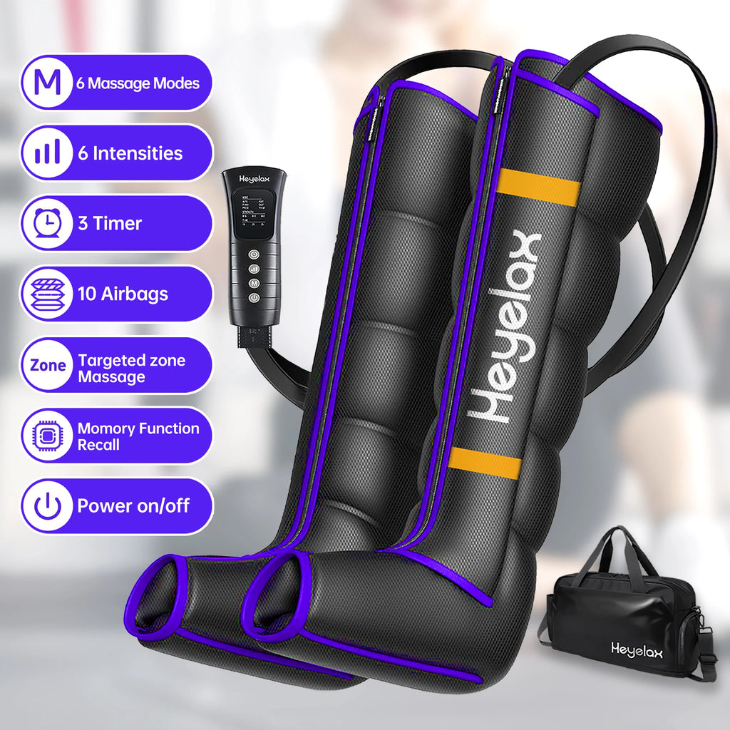 Masajeador de piernas por compresión de aire – 6 modos y 6 niveles de intensidad para la circulación completa de las piernas, alivio del dolor y recuperación rápida | Botas de compresión atléticas para gimnasio y deporte