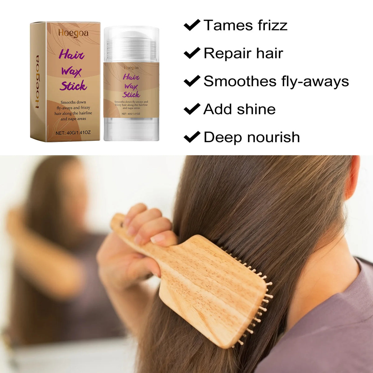 Bâton de cire capillaire et pommade de finition – Contrôle des cheveux cassants, crème anti-frisottis pour une coiffure nomade