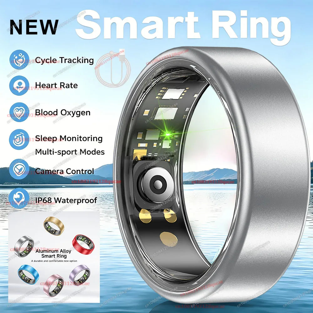 Anillo inteligente R10 con estuche de carga: monitoreo de frecuencia cardíaca, sueño y salud, resistente al agua IP68 y modo multideporte para hombres y mujeres