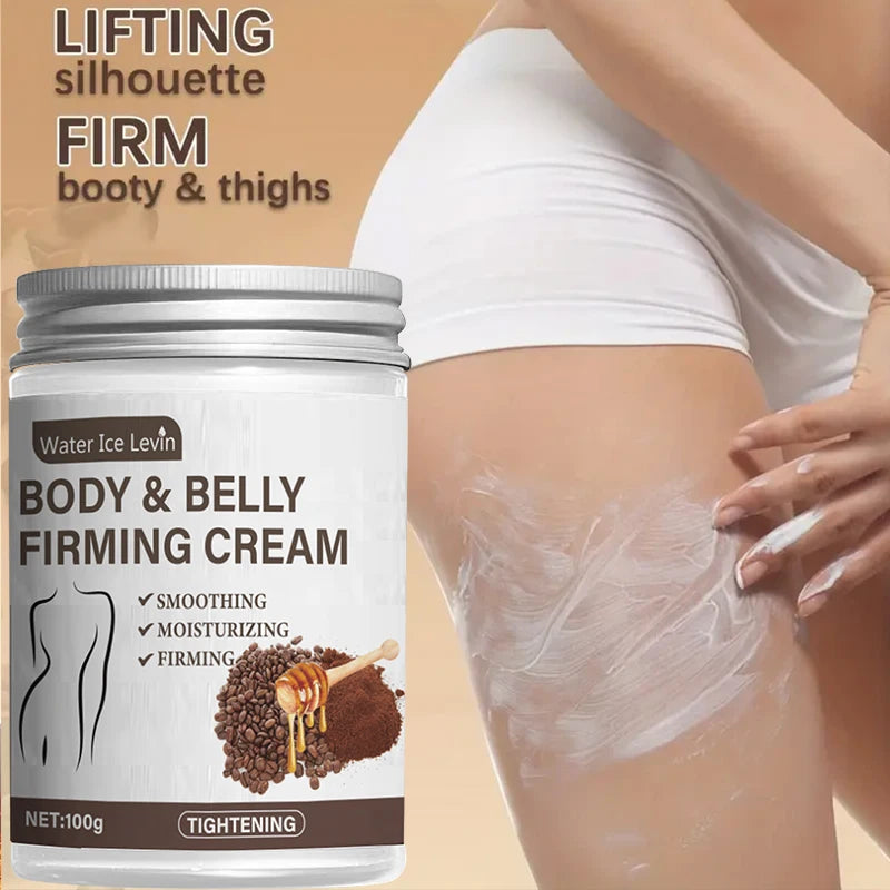 Koffein & Kollagen straffende Körpercreme – Festigt Bauch, Oberschenkel & Arme | Vitamin E, Kokosnussöl, parfümfrei