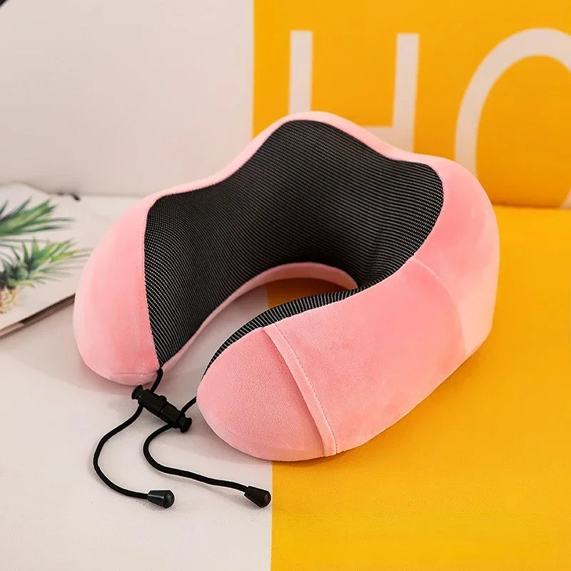 Almohada cervical de espuma viscoelástica en forma de U: comodidad de viaje, soporte cervical y masaje