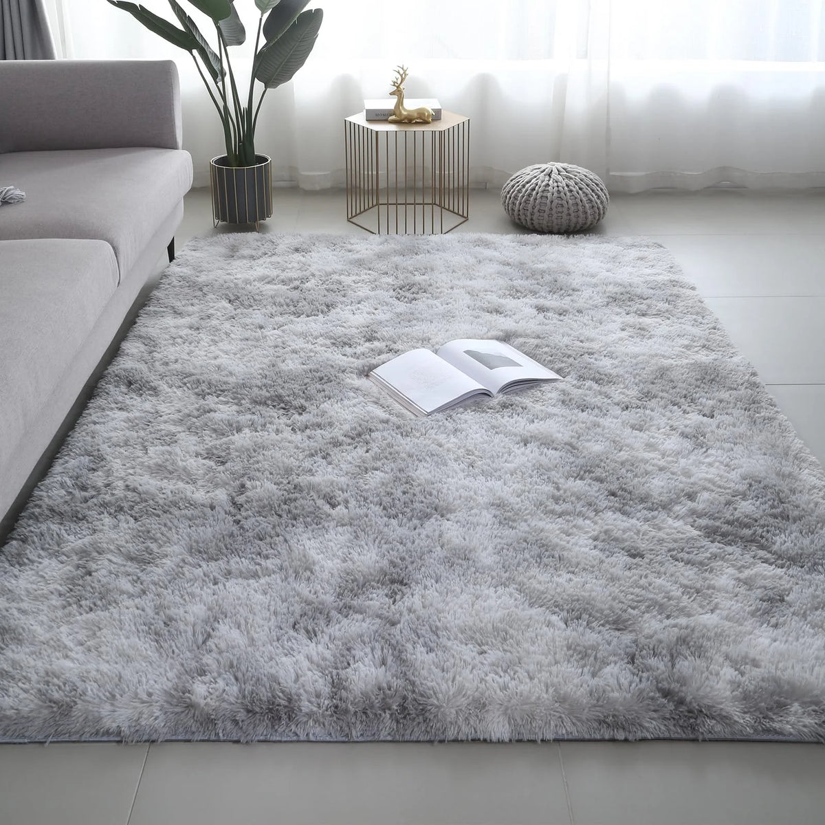 Alfombra mullida extrasuave: tapete esponjoso para dormitorio, sala de estar y cuarto de niños