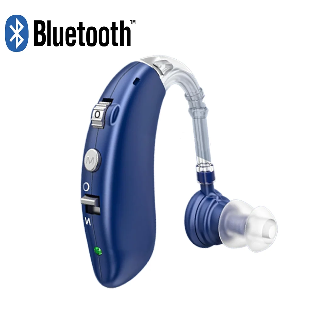 Audífono digital retroauricular (BTE) recargable – Amplificador de sonido con tono ajustable | Audífono portátil de uso diario para adultos mayores