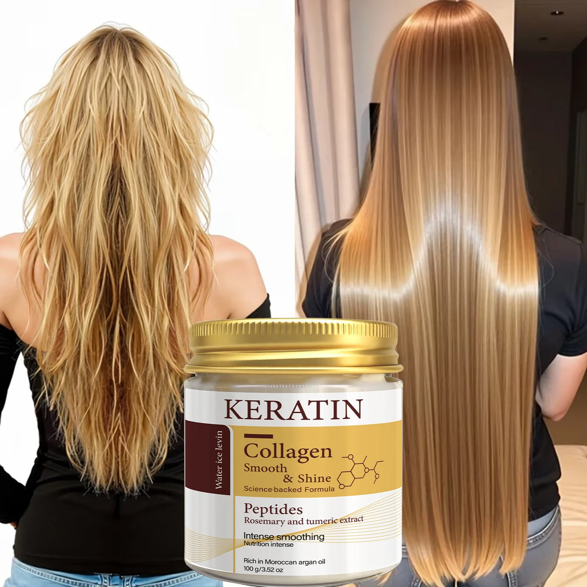 Keratin- & Kollagen-Haarmaske mit Peptiden & Rosmarin – Tiefenpflege für geschmeidiges, glänzendes Haar
