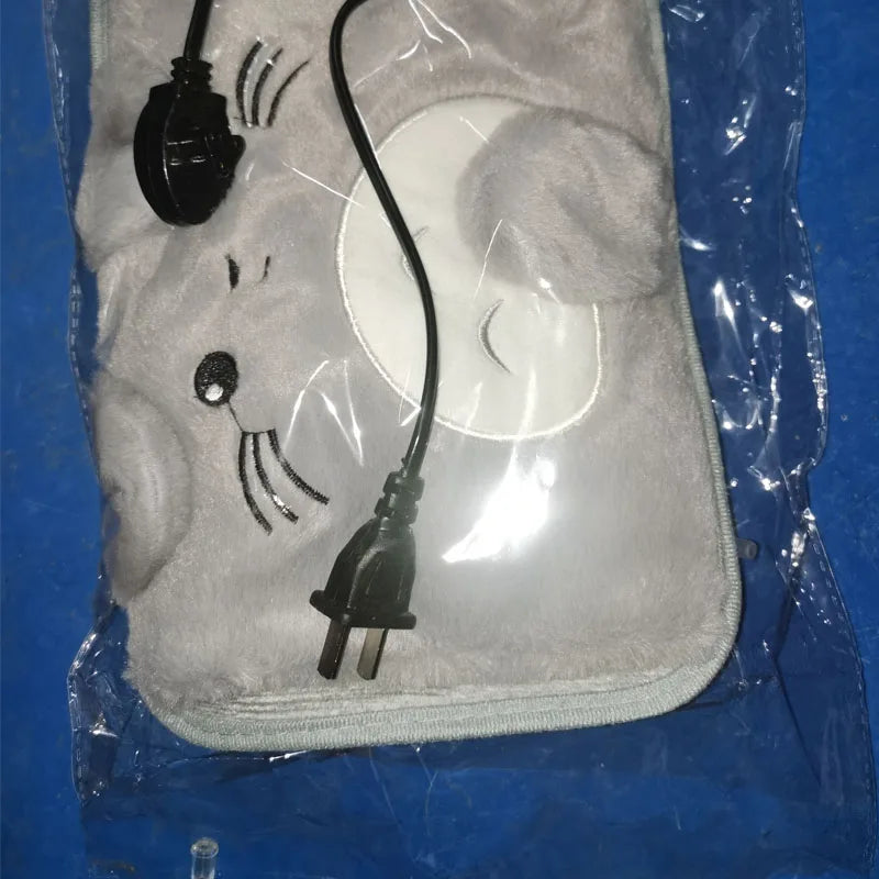 Bolsa de agua caliente de peluche con dibujos animados eléctricos – Calentador de manos y bolsillo recargable reutilizable | Regalo de invierno cálido para niñas | Bolsa térmica de carga segura