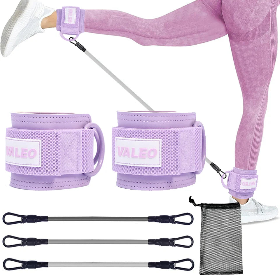 Juego de bandas de resistencia LOOGDEEL con correas para tobillos – Tobilleras con peso y soporte de entrenamiento para piernas, acolchados y ajustables, para máquinas de cable, yoga y deporte