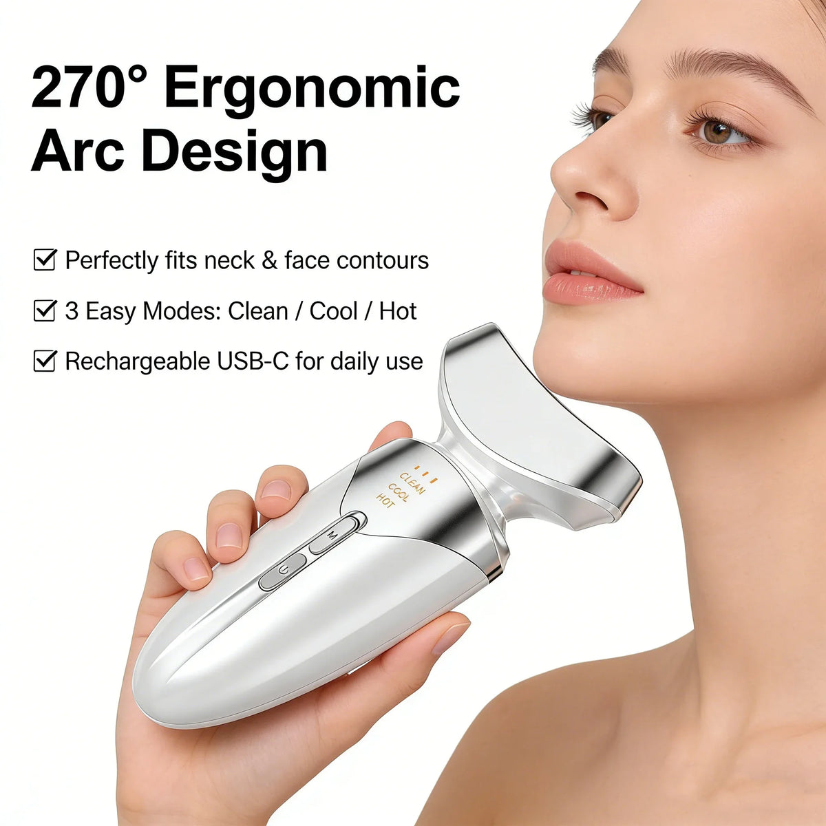 3-in-1 LED-Gesichts- und Halsmassagegerät für Wärme- und Kälteanwendungen – Face-Sculpting-Tool für Anti-Aging, Lifting und zur Straffung schlaffer Haut