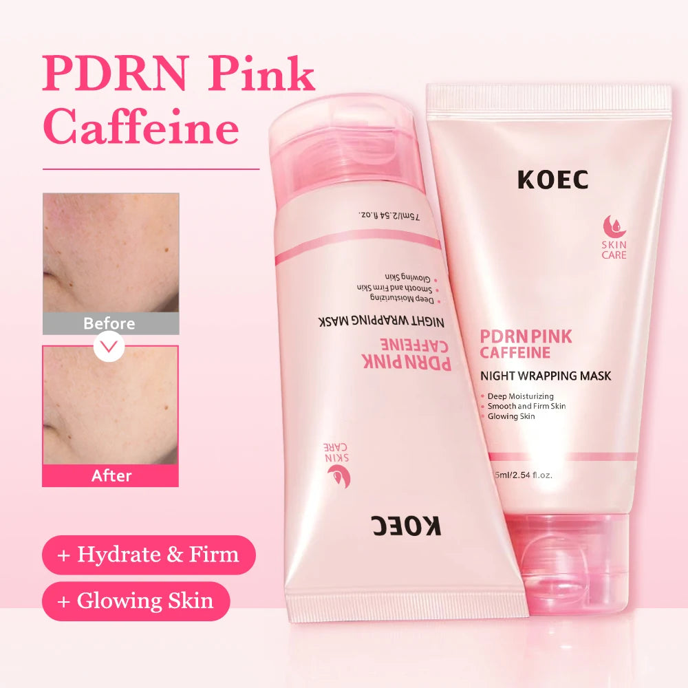 KOEC PDRN Pink Caffeine Overnight Sleeping Face Mask – Feuchtigkeitsspendende Nachtmaske für alle Hauttypen