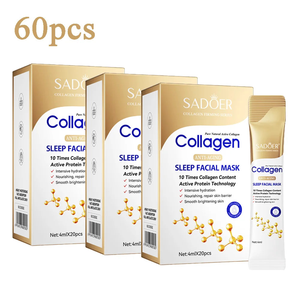 SADOER 80-Piece Collagen Sleeping Facial Mask – Overnight Moisturizing, Firming & Brightening Skin Care Treatment